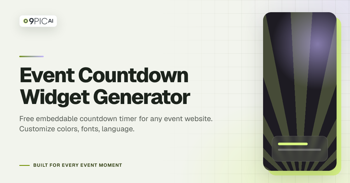 Event Countdown Widget Generator - Free Embeddable Timer | 9Pic AI