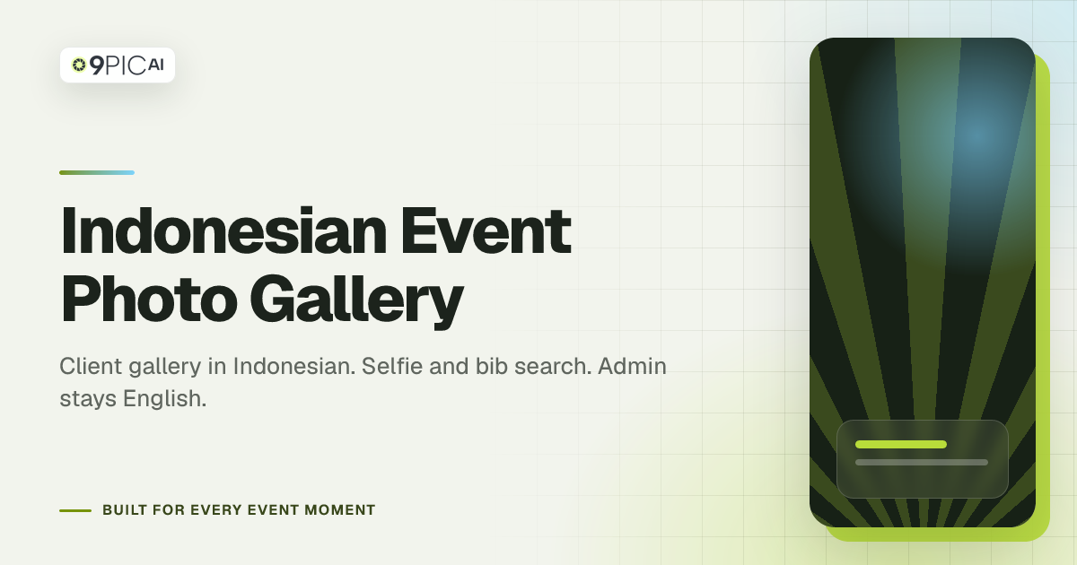 Galeri foto event dalam Bahasa Indonesia dengan pencarian selfie dan nomor dada